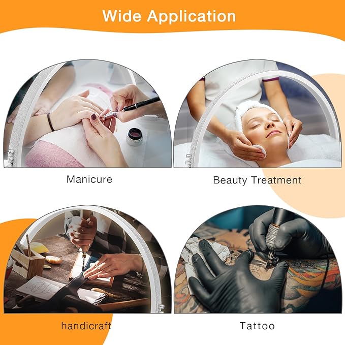 IMENE Half Moon Light for Nail Desk, 29in Nails Desk Lamp, 3000-6000k Moon Lamps Perfect LED Manicure, Lash Light for Table (White Rhinestone)