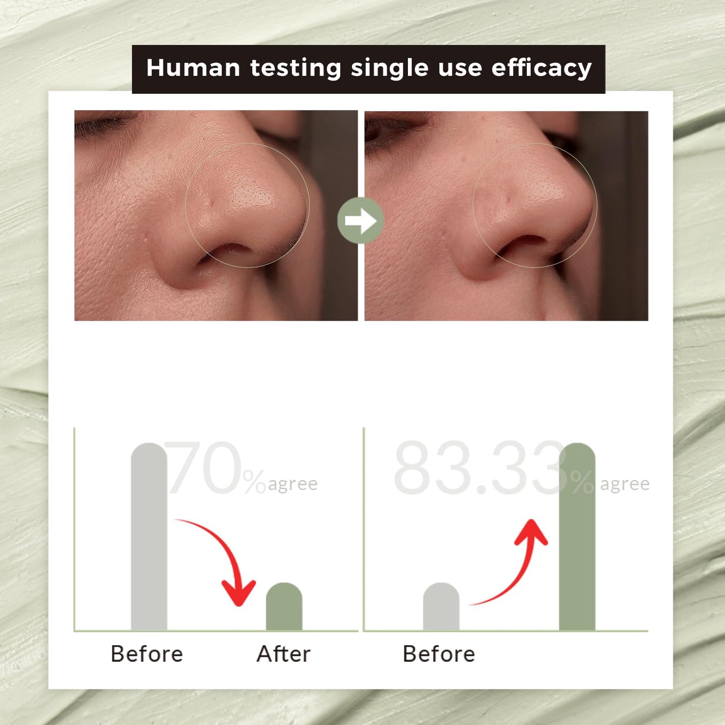 Purifying Green Tea Mask(2Pack), Natural Facial Clay Mask Deep Pore Cleansing with Green Tea Extract and Portulaca Extract, for Clogged Pores, Detoxifies & Balance Oil, 7 fl.oz