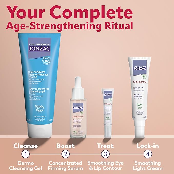 JONZAC Eau Thermale Sublimactive Organic Anti-Aging Smoothing Light Cream for Women - Firms and Smooths Skin - Light Texture - Natural Skin Care - Safe for Sensitive Skin - 1.35 fl oz