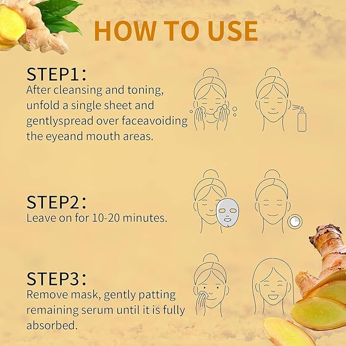 Facial Masks Skincare for Women, Turmeric Hydrating Face Sheet Masks,Moisturizing Face Mask Suitable for All the Skin,Dry Skin,Face Spa Mask 10 Sheets