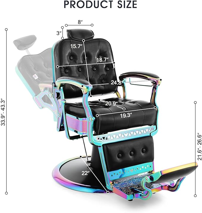 Artist hand Barber Chair All Purpose Hydraulic Recline Salon Chair Beauty Spa Vintage Barber Chair Heavy Duty Chair (Laser Frame)