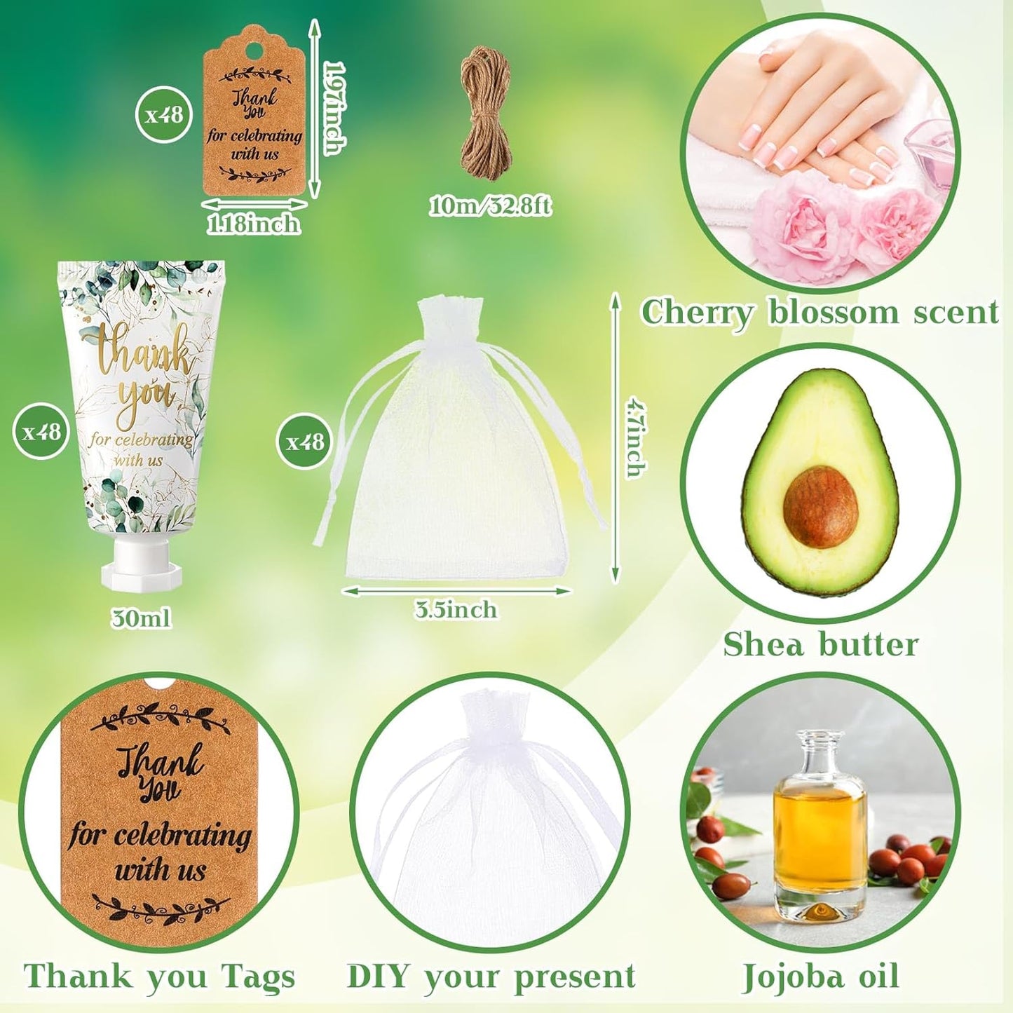 48 Sets Baby Shower Hand Cream Party Favors for Guests Gift Bulk Travel Size Hand Lotion Set for Baby Shower Wedding Christmas(Eucalyptus Leaves) - Glowelle