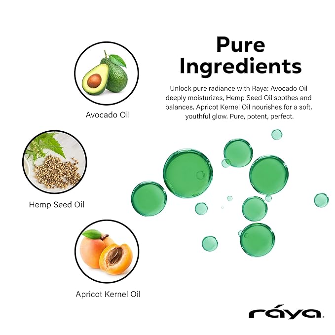 Raya Hemp Seed Facial Oil Serum (529) | for Sensitive and Oily Skin Types, Nourishing, Moisturizing & Revitalizing, Instantly Hydrates Acne-Prone, Vegan & Non-GMO Skincare, Fast-Absorbing - 30 ml