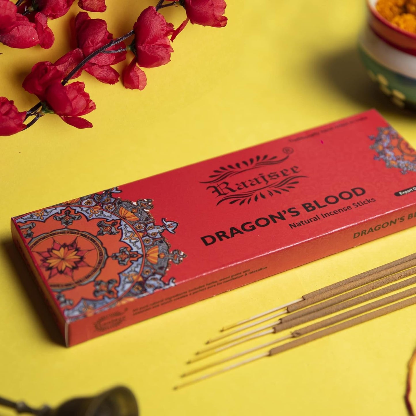 Raajsee Dragon Blood Incense Sticks 100 Gm Pack-100% Pure Organic Natural Hand Rolled Free from Chemicals-for Church,Aroma Therapy,Relaxation,Meditation & Sensual Therapy - Glowelle