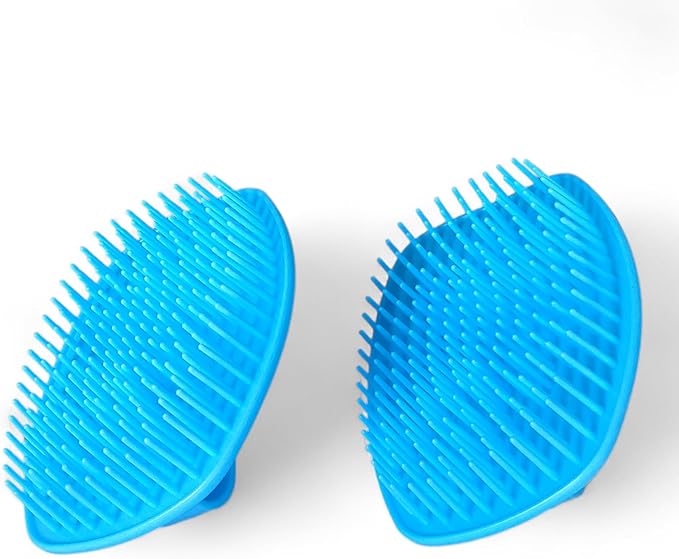 Detangler Hair Brush with Firm Bristles (4×3 in) – Dry & Wet Shampoo and Conditioner Scalp Massager for Deep Cleansing, Exfoliating & Dandruff Control. Multi-Use for Hair, Beard & Scalp (2PC,Blue)