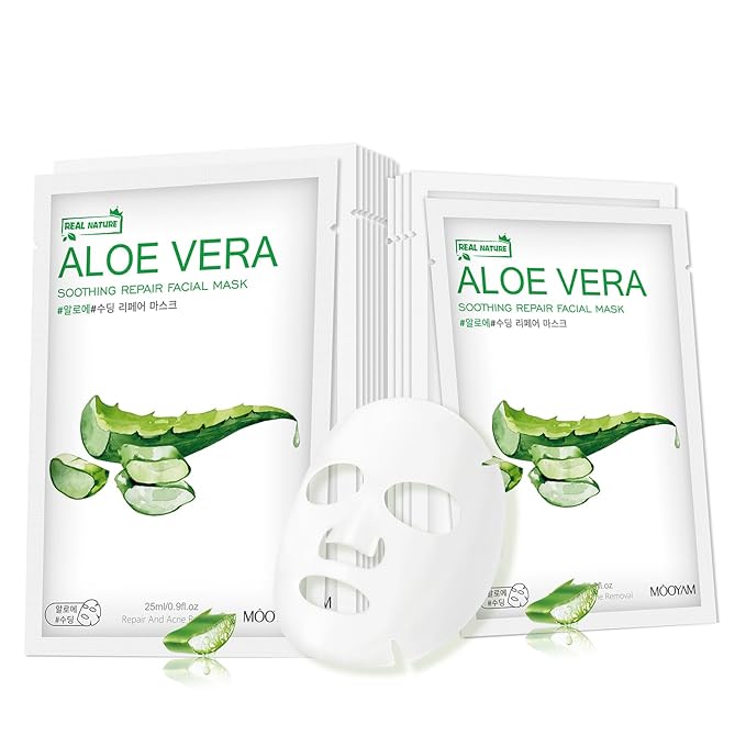 Facial Masks Skincare for Women, Aloe Vera Hydrating Face Sheet Masks,Moisturizing Face Mask Suitable for All the Skin,Dry Skin,Face Spa Mask 15 Sheets