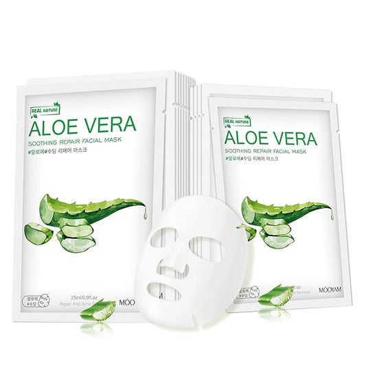 Facial Masks Skincare for Women, Aloe Vera Hydrating Face Sheet Masks,Moisturizing Face Mask Suitable for All the Skin,Dry Skin,Face Spa Mask 15 Sheets