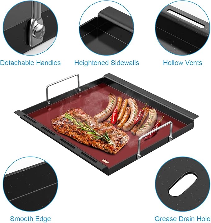 "17 Inch Full-Size Griddle Inserts for Charbroil Performance 2 Burner 463631410 463660421 463655621 463622514 463630422 463343015, Flat Top Griddle Plate Parts for Charbroil G460-0500-W1 G430-0016-W1"