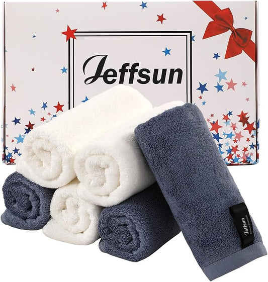 Wash Cloths 6 Pack, Super Soft and Gentle Face Towel on Sensitive Skin, Reusable Makeup Remover Eraser, 13x13 inch Large Washcloths for Face and Body, Easy to Clean Slate Blue Facial Cleaning Cloths