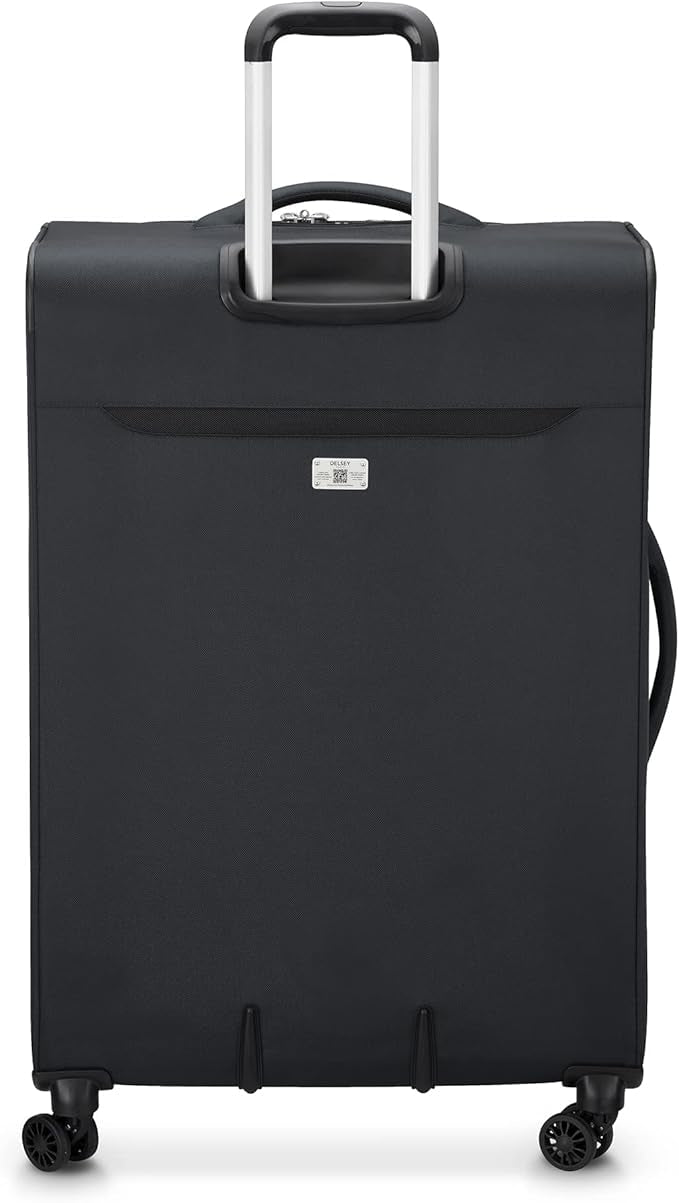 DELSEY PARIS Sky Max 2.0 Softside Expandable Luggage with Spinner Wheels, Black, Checked-Large, 28 Inch