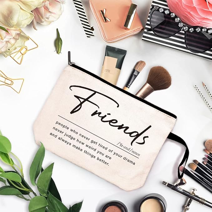 ZHANTUONE Friend Definition Noun Funny Friendship Cosmetic Bag, for Travel Toiletry Zipper Storage Pouch Makeup Bag, Gifts for Friends Coworker Bestie, Birthday Appreciation Gifts for Friend