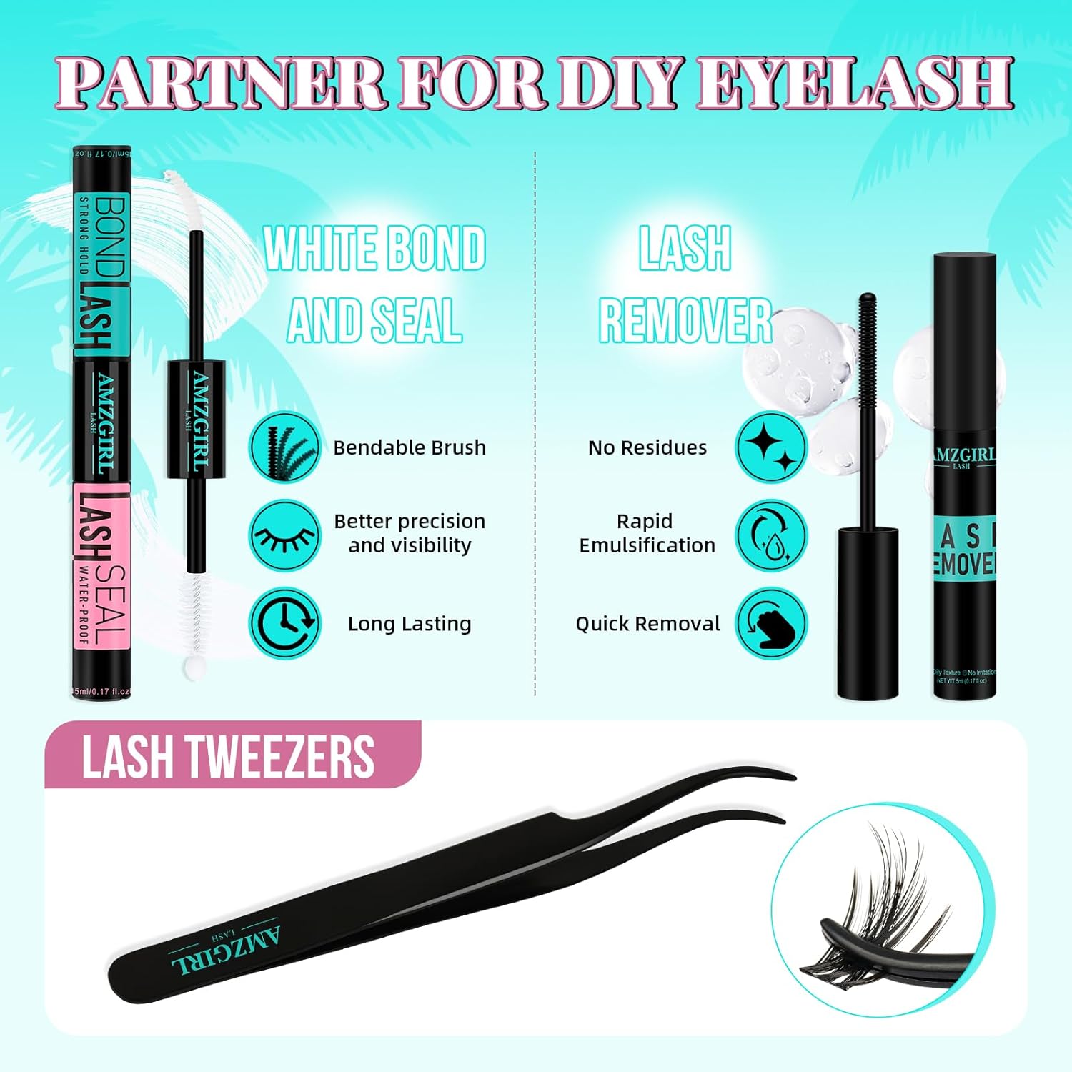 Lash Clusters Kit 144PCS Volume Eyelash Extension Kit with Lash White Bond and Seal,Eyelash Glue Remover and Applicator,Natural Lashes Premium Wide Stem Eyelashes Cluster Kit(Violet,D-Mix8-18mm) - Glowelle