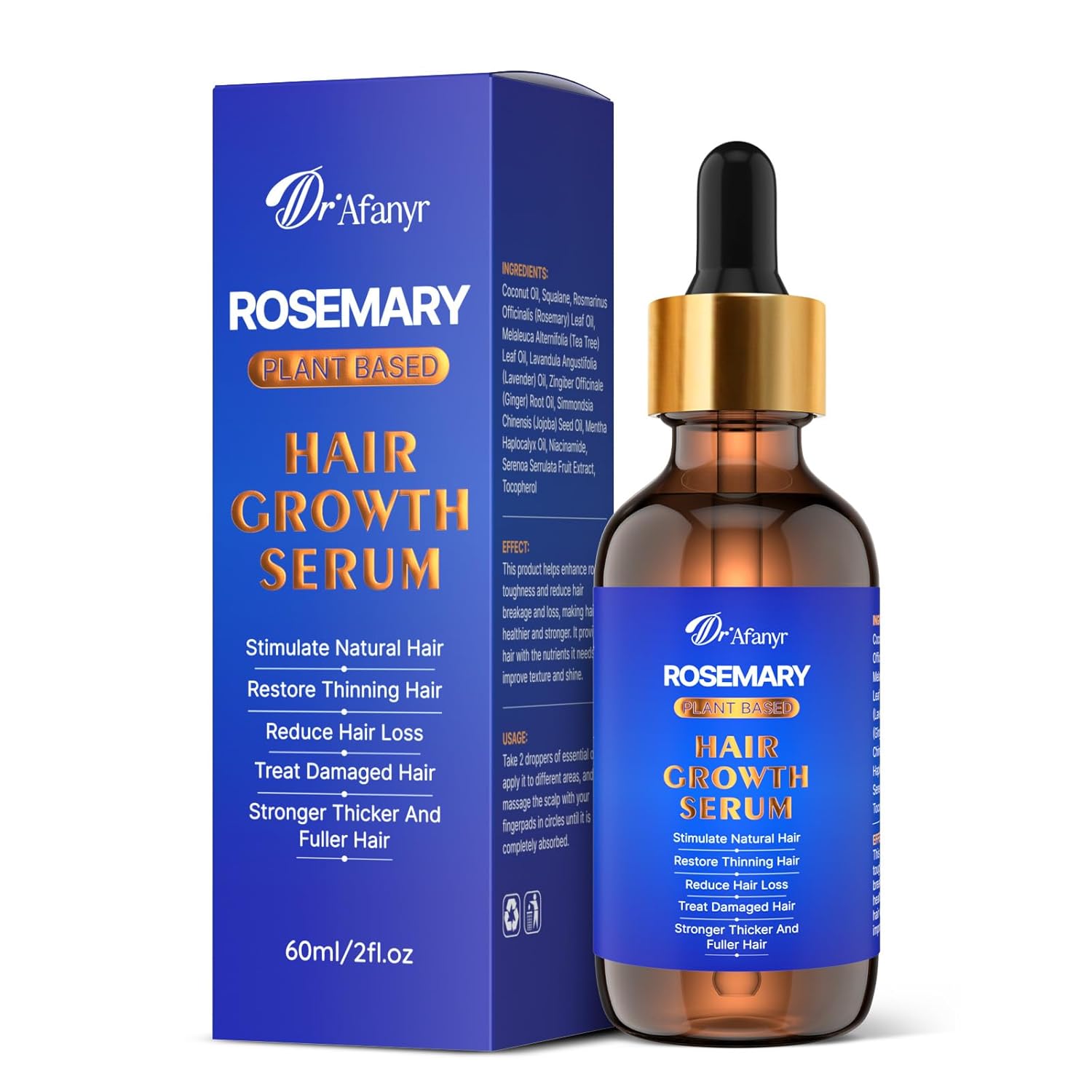 Hair Growth Serum with Rosemary Oil & Saw Palmetto - 100% Natural Plant-Based Formula to Stimulate Follicles, Revive Roots for Visibly Thicker Fuller Hair, Reduce Shedding and Loss For Men & Women - Glowelle