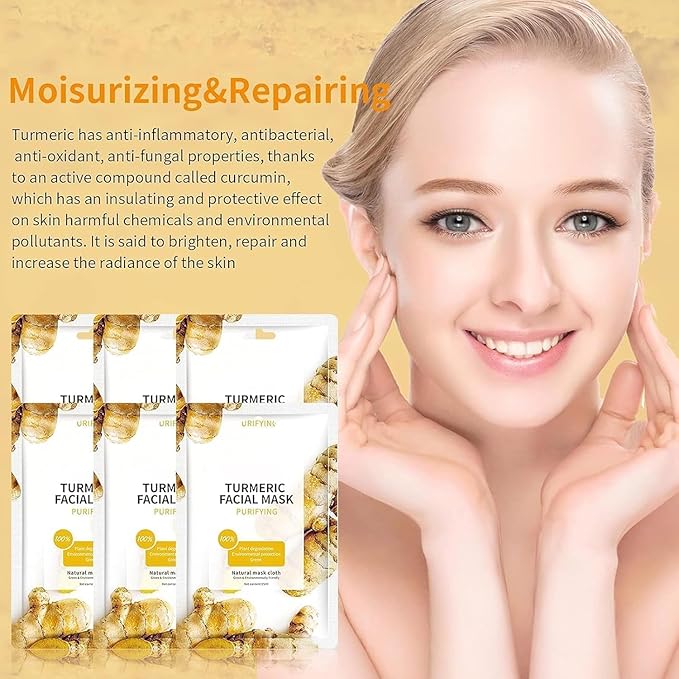 Facial Masks Skincare for Women, Turmeric Hydrating Face Sheet Masks,Moisturizing Face Mask Suitable for All the Skin,Dry Skin,Face Spa Mask 10 Sheets