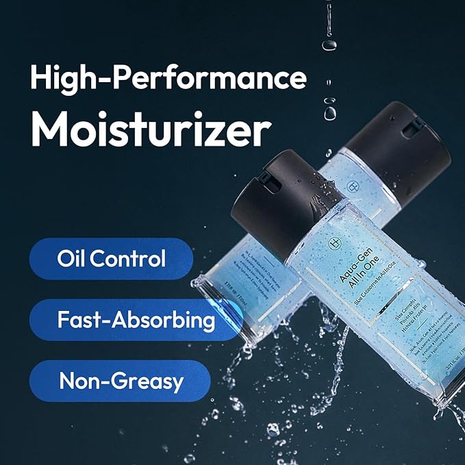 Men's Face Gel Moisturizer With Hyaluronic Acid for 24-Hour Hydration, Pore Minimizing and Non-Greasy Oil Control for All Skin Types - 3.71 fl oz