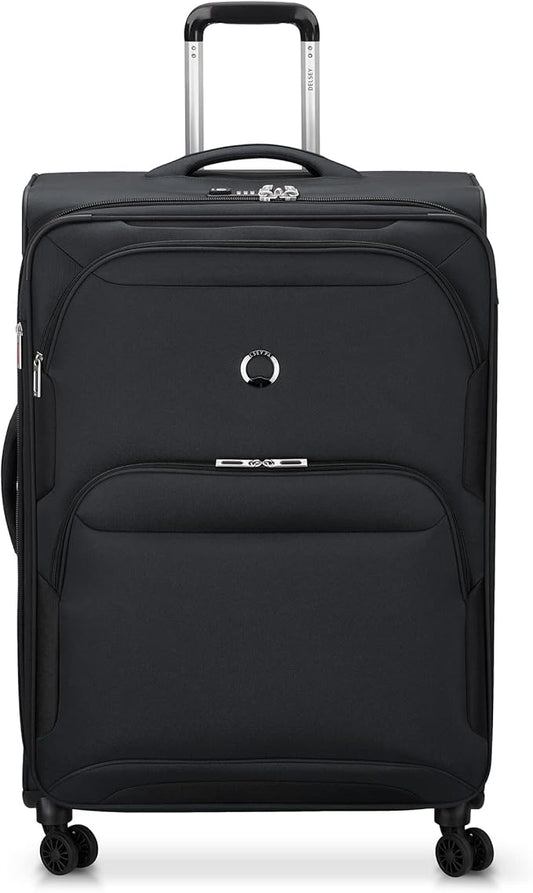 DELSEY PARIS Sky Max 2.0 Softside Expandable Luggage with Spinner Wheels, Black, Checked-Large, 28 Inch