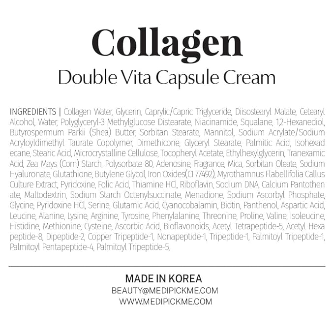 Collagen Face Cream Moisturizer, 66% Collagen Content, Hydrating & Firming, PDRN + Vitamin Capsule Cream, Korean Skincare, 50ml