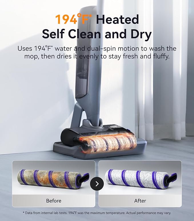 NARWAL S30 Pro Wet Dry Vacuum Cleaner with 20000Pa Suction, Cordless Vacuum Mop for Hard Floors, Tangle-Free Hair-Cutting, 180° Lie Flat, 194°F Self-Cleaning, Disposable Waste Bag, Edge Cleaning