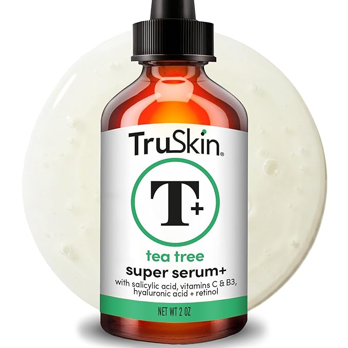 TruSkin Tea Tree Oil Acne Treatment Serum for Face – Salicylic Acid, Niacinamide, Vitamin C & Retinol – Clarifying Super Facial Serum for Acne-Prone Skin & Pores, 2 Oz