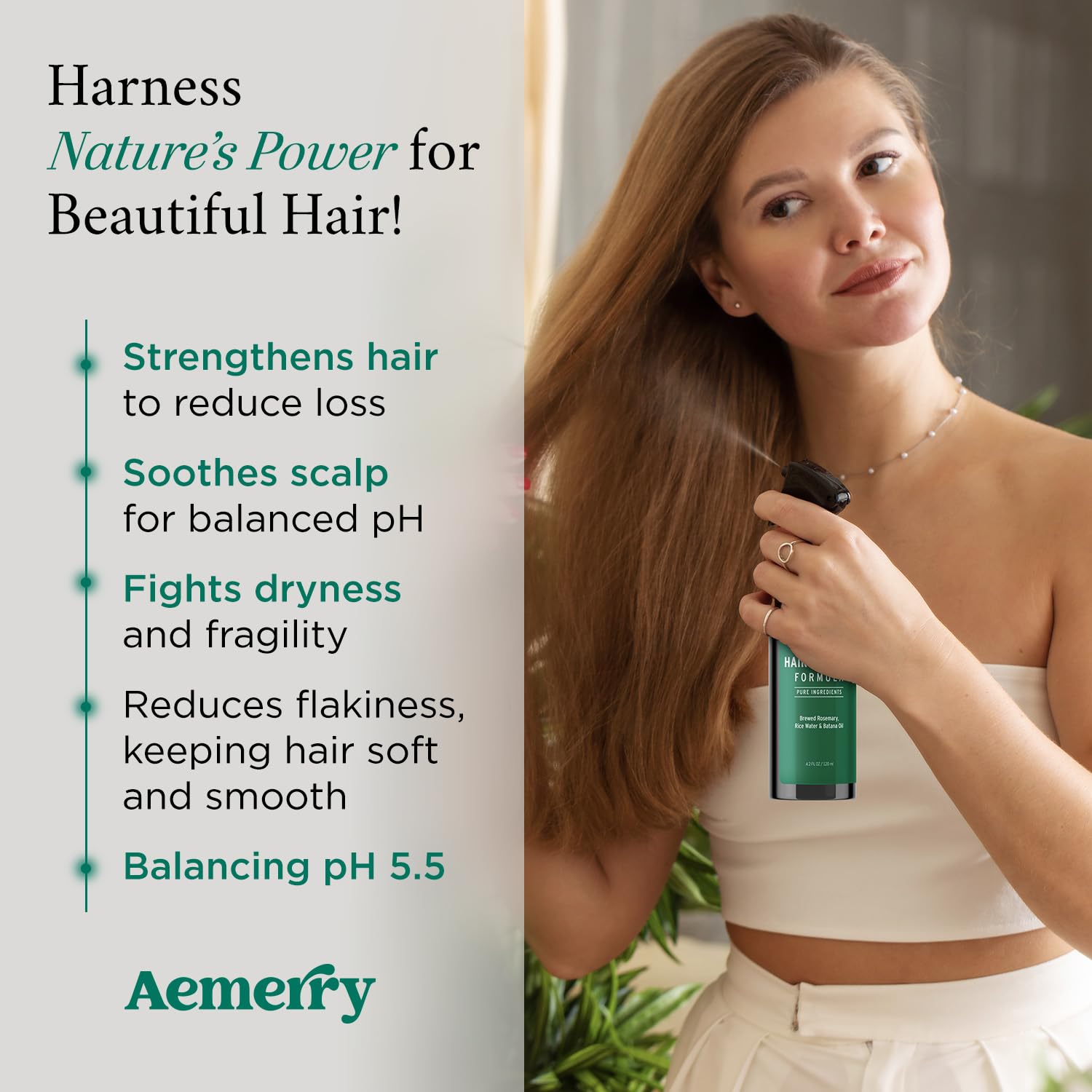 Rosemary Water Spray for Hair Growth, Rosemary Hair Growth Scalp Spray With Rice Water & Batana Oil, Biotin, Citrus Peel and Mint to Strengthen Strands and Promote Hair, 4.2 fl oz (Clear) - Glowelle