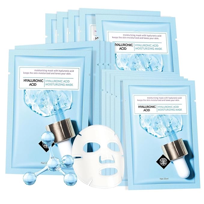 Facial Masks Skincare for Women,Hyaluronic Acid Hydrating Face Sheet Masks,Moisturizing Face Mask Suitable for All the Skin,Dry Skin,Face Spa Mask 15 Sheets