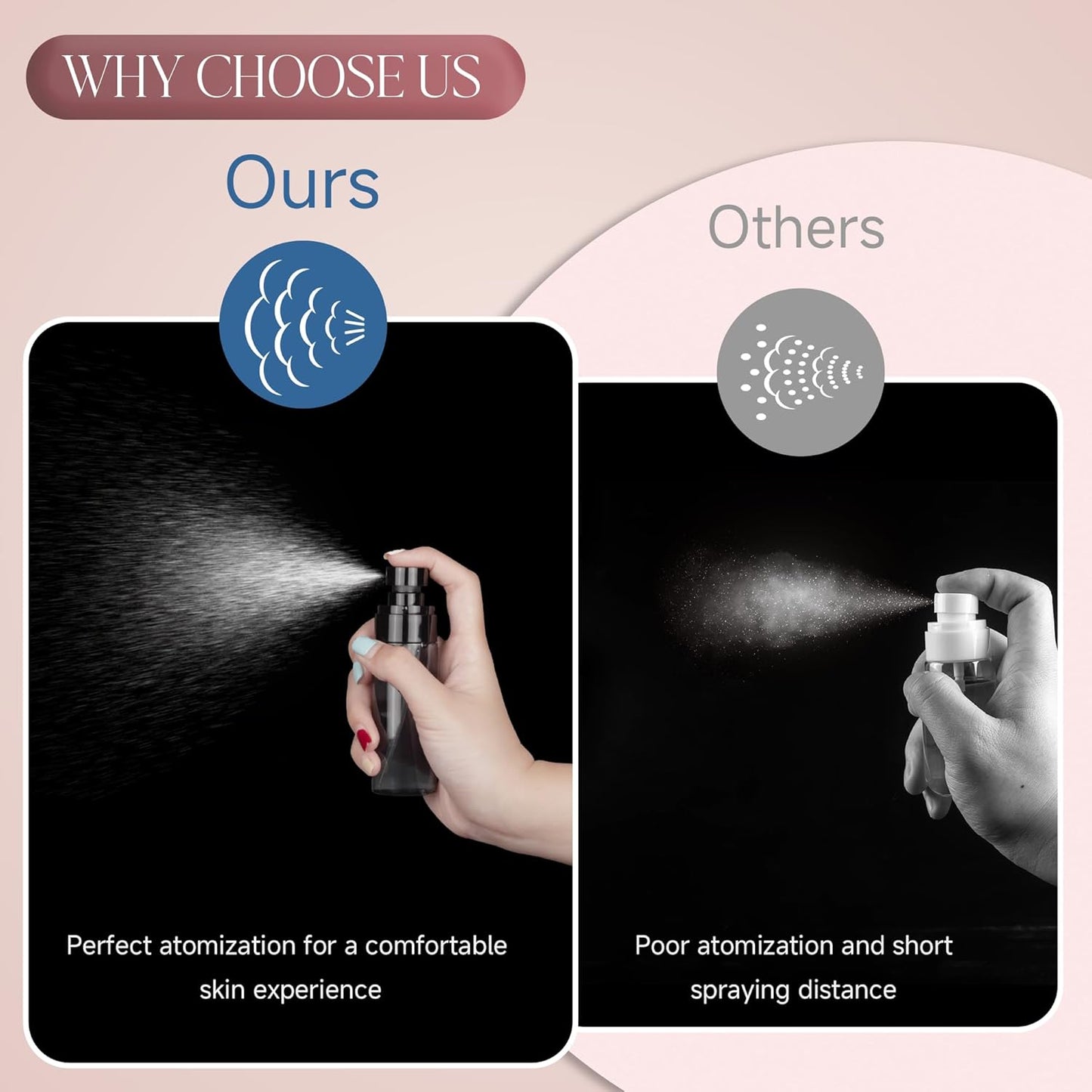 5Pack Small Spray Bottle, Black Plastic Fine Mist Mini Spray Bottles, Empty Refillable Travel Bottles for Hair, Cleaning, Salons, Planting, Skin Care