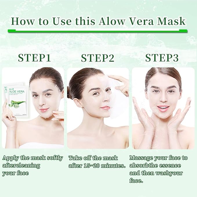 Facial Masks Skincare for Women, Aloe Vera Hydrating Face Sheet Masks,Moisturizing Face Mask Suitable for All the Skin,Dry Skin,Face Spa Mask 15 Sheets