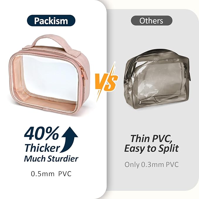 PACKISM TSA Approved Toiletry Bag with Bottles - Travel Essentials 8 Pack Leakproof 3.4oz Silicone Travel Bottles for Toiletries, Shampoo Conditioner Lotion Body Wash BPA Free, Pink