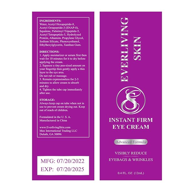 Instant Firming & Tightening Eye Cream (12 ml) – Temporarily Reduces Under-Eye Bags, Puffiness, Wrinkles & Fine Lines for a Youthful Appearance with Results Lasting 8 Hours