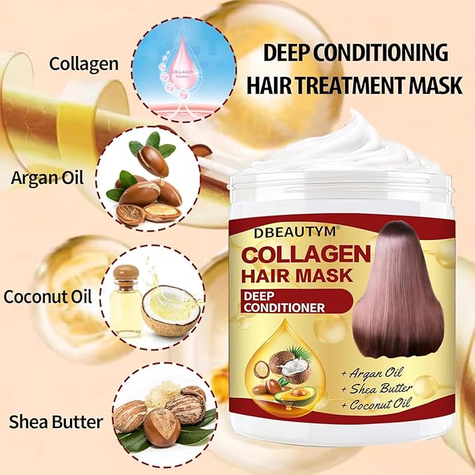 Collagen Hair Treatment Hair Mask & Rosemary Oil for Hair Growth,Deep Conditioner Hair Mask for Dry Damaged Hair,Hair Growth Oil for Hair Loss,Natural Hair Regrowth Treatment for Men and Women