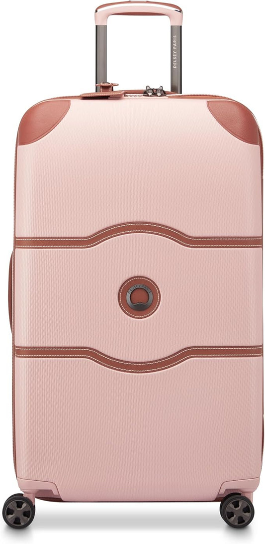DELSEY PARIS Chatelet Air 2.0 Hardside Luggage Trunk with Spinner Wheels, Blush Pink, Checked-26 Inch Trunk