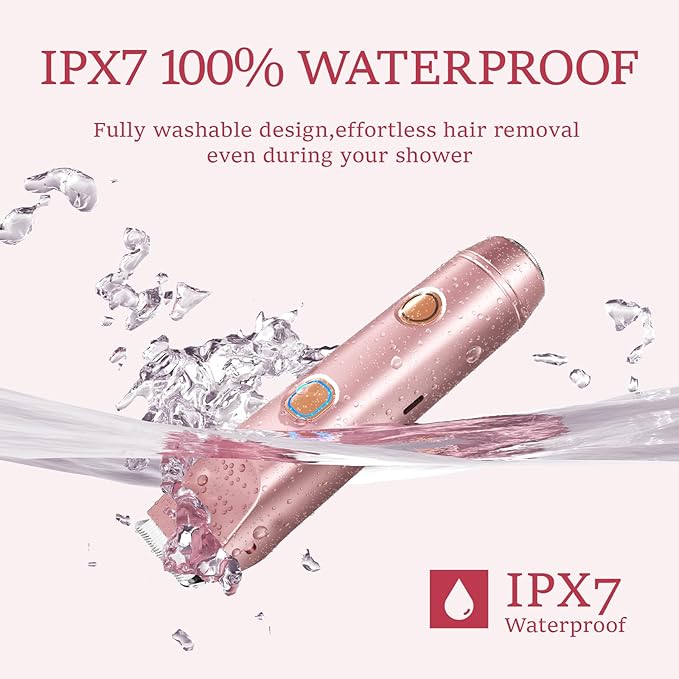 2 in 1 Bikini Trimmer for Women: Electric Razor & Shaver [IPX7 Waterproof] with Dual Heads for Body Pubic Hair - Rechargeable Lady Facial Trimmer for Underarm Leg Arm Face