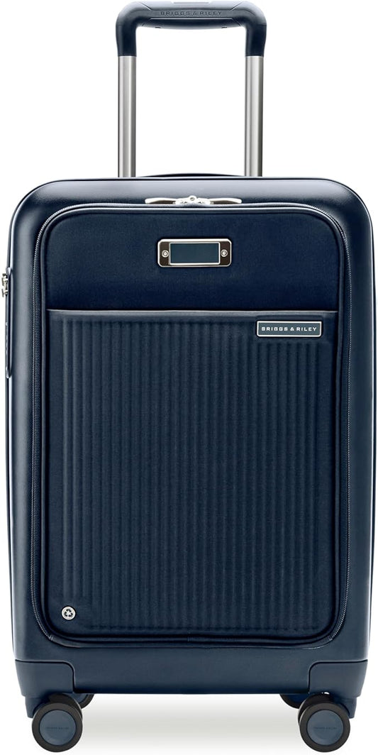 Briggs & Riley Essential 22" Carry-On Expandable Spinner - Carry On Luggage for Travel, Suitcases with Wheels, Hardside Rolling Bag for Men & Women, Front Pocket - Sympatico Collection, Navy
