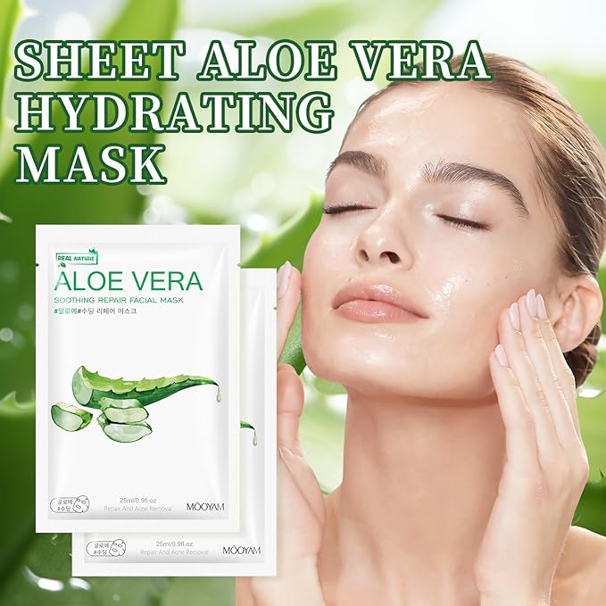 Facial Masks Skincare for Women, Aloe Vera Hydrating Face Sheet Masks,Moisturizing Face Mask Suitable for All the Skin,Dry Skin,Face Spa Mask 10 Sheets