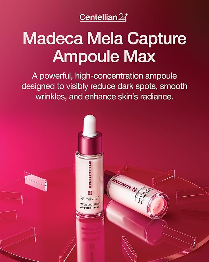CENTELLIAN 24 Madeca Mela Capture Brightening Bundle – Ampoule Capsule Cream (55ml) + Ampoule Max Serum (0.5 fl oz) + Ampoule Pads (60 pcs) – Korean Skincare Set for Tone Correction, Hydration