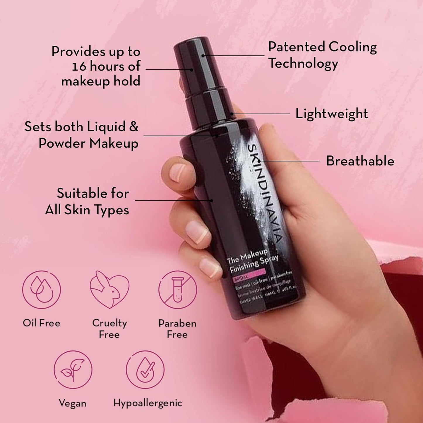 Skindinavia The Makeup Finishing Spray, Oil Control Makeup Setting Spray, All-Day Wear, Long-Lasting Up to 16+ Hours, Heat-Resistant & Waterproof, Fine Mist, 2.0 Oz