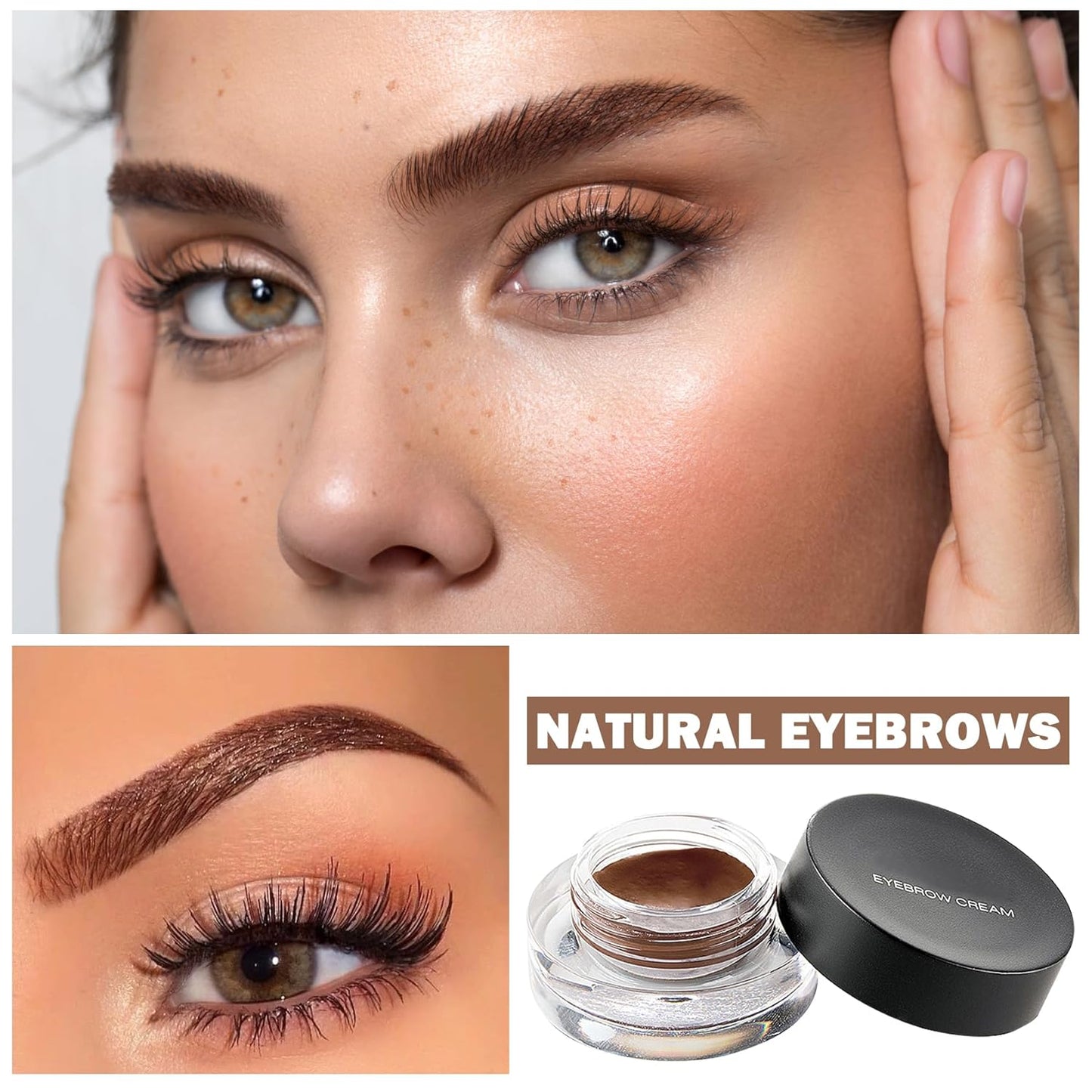 Eyebrow Pomade Cream,Brow Pomade Gel Naturally Long Lasting Waterproof,Delicate and Smooth Eye Brow Makeup Cosmetics with Eyebrow Brush - Light Brown