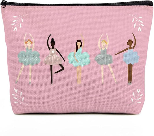 fkovcdy Dance Bag, Ballerina Makeup Bag, Dance lover Gifts, ballet Cute Small Cosmetic Bag, for dancing dancer recital gift birthday Christmas graduation travel Gifts. pink