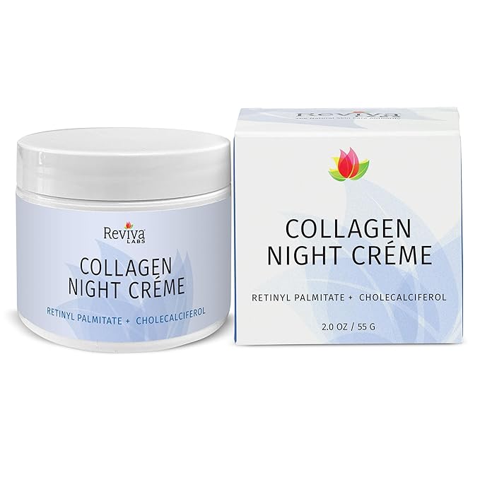 Reviva Labs Collagen Night Cream – Hydrating Face Cream for Women with Hydrolyzed Collagen and Natural Oils for Youthful, Supple Skin – Firming Moisturizer for Face & Neck Area, 2 oz