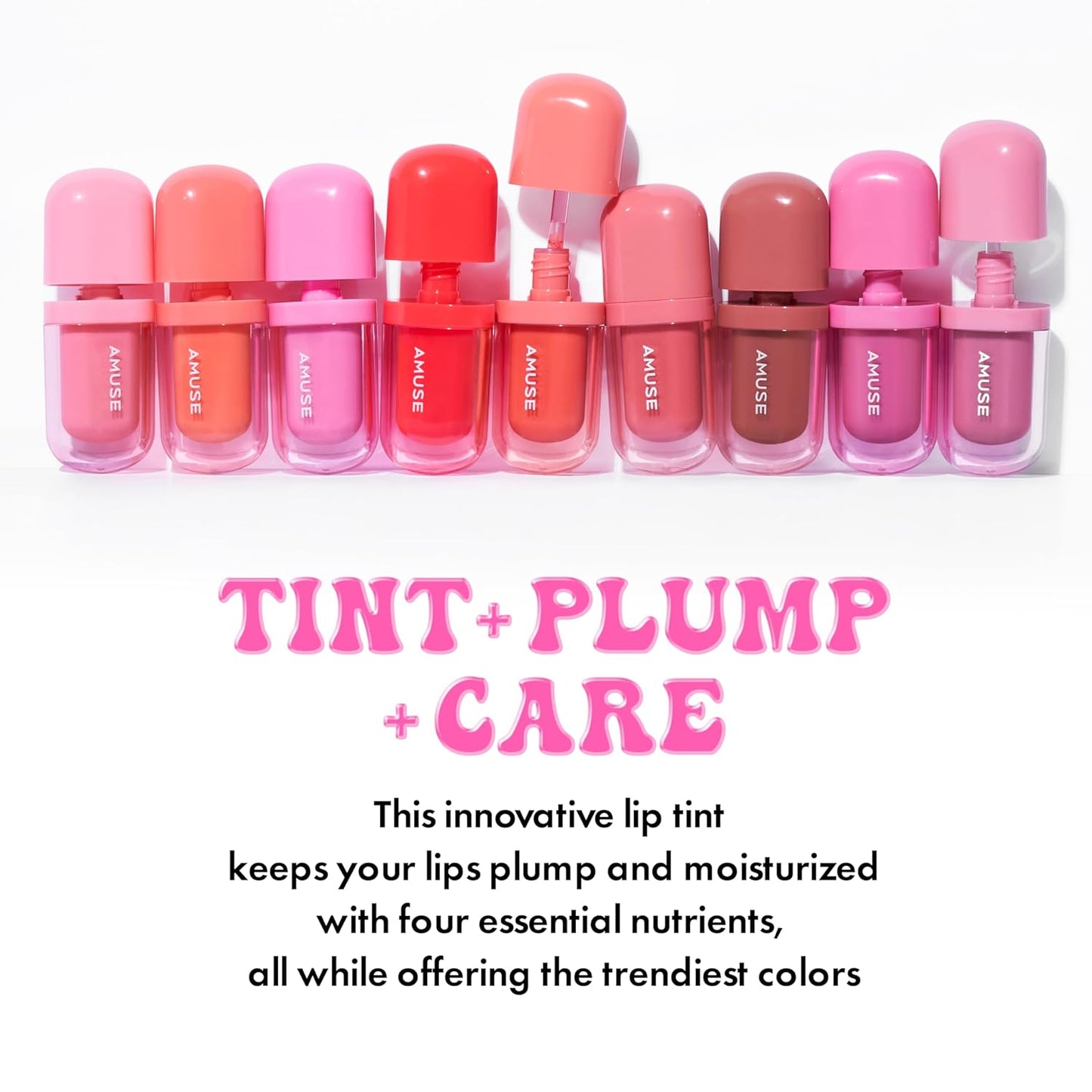 Amuse SEOUL BEBE TINT - 01 BOKSOONGA LOVE | 24-hour Long-lasting Lip Stain, Plumping, Hydrating, Moisturizing, No Peel Off, Lip Care, Treatment, Non Sticky, Korean Lip Tint for Dry Lips