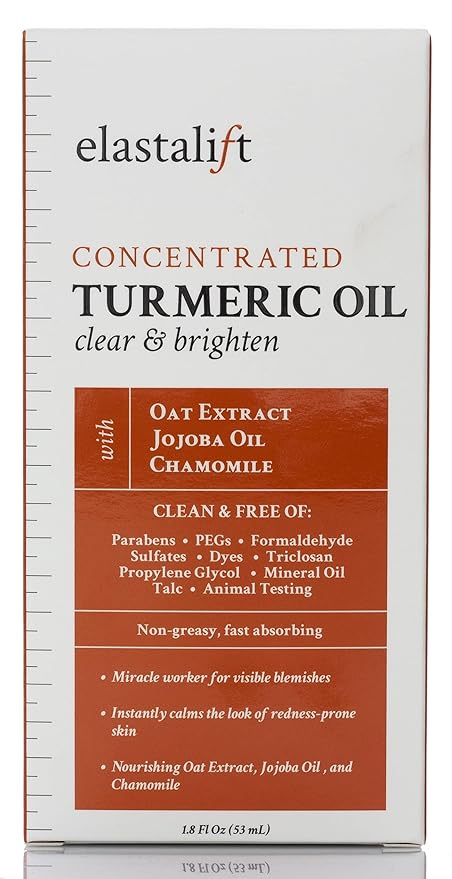 Elastalift Turmeric Oil Facial Skin Care Serum For Face. Antioxidant Moisturizer Skincare Serum Formula W/Rose Extract & Jojoba Oil For Dry Skin, Redness, & Skin Blemishes, 1.8 Fl Oz