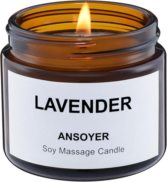 Mini Massage Candle for Body Oil - Portable Warm Oil Candle for Dry Skin Relief & Relaxation, Scented Candles for Women Self Care, Stocking Stuffer Gift - 1.77OZ (Lavender)