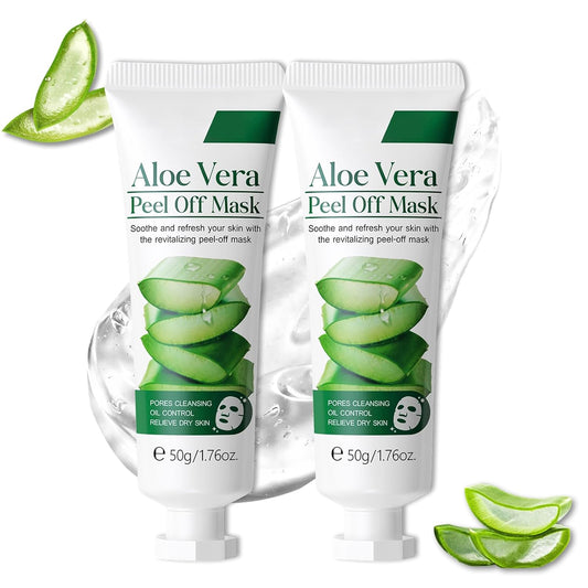 2 Pack Aloe Vera Peel Off Mask-Pore Cleansing, Soothing and Hydrating Facial Mask, Oil Control, Soothes Dry Skin, Facial Care, for All Skin Types