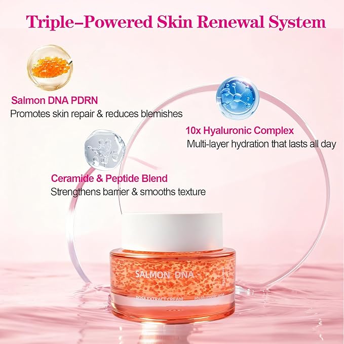 Salmon DNA PDRN Pink Collagen Capsule Cream - Lightweight Hydrating Gel Moisturizer with Niacinamide, Hyaluronic Acid, Glow Boost, Non-Sticky, Sensitive Skin