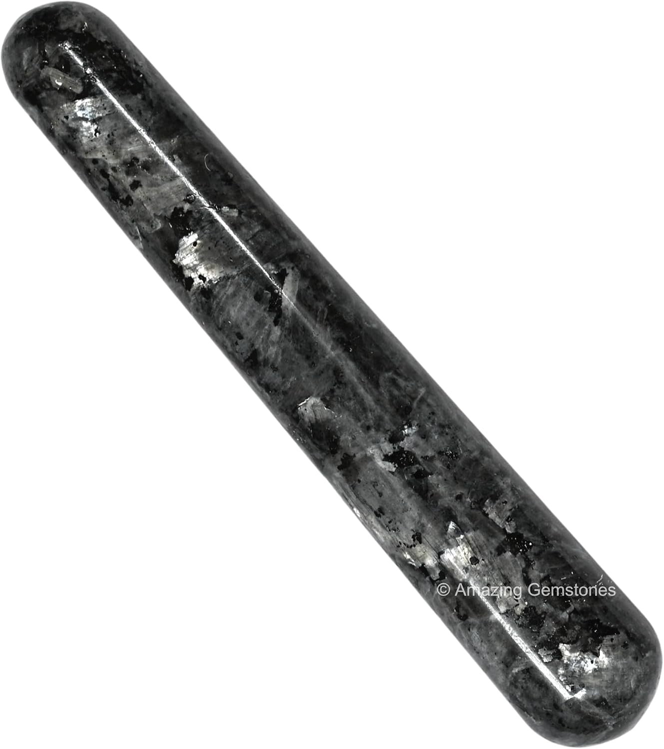 Amazing Gemstone Larvikite Crystal Wand Massage Stick - Pelvic Wand Gua Sha for Adults - Crystals and Healing Stones Massage Wands for Adults Gifts (Smooth)