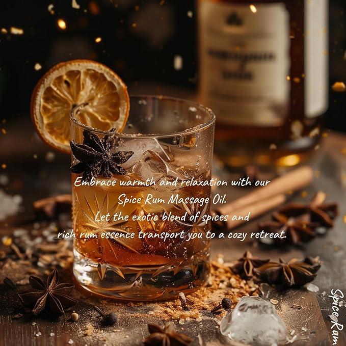 MELONY Massage Oil Candle | Great for Calming, Soothing and to Relax | with Natural Soy Wax | 8.1oz (Spiced Rum)