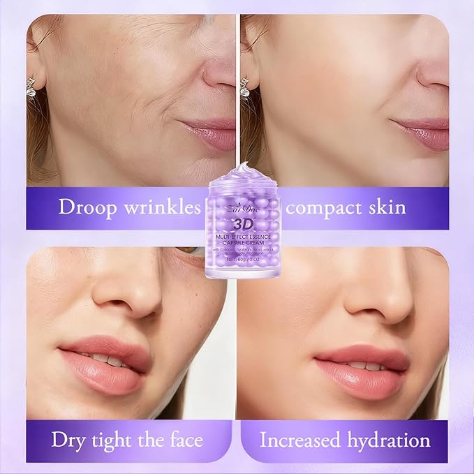 2Packs Essence Capsule Cream, for Firms, Lifts, Smooths Skin, Multi-Effect Anti-Aging Moisturizer with Collagen, Hyaluronic Acid, 2 oz