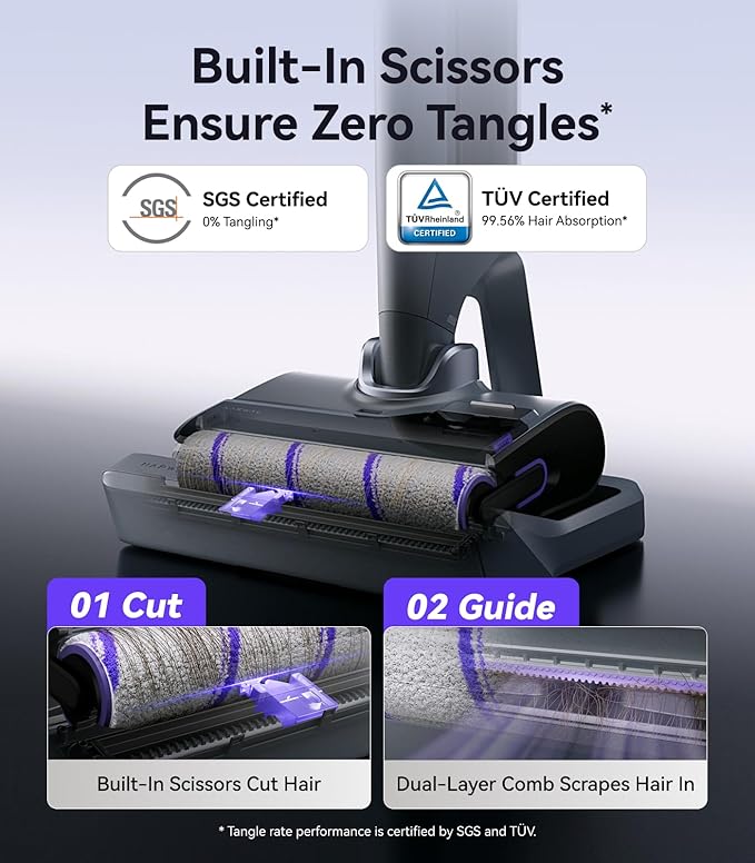 NARWAL S30 Pro Wet Dry Vacuum Cleaner with 20000Pa Suction, Cordless Vacuum Mop for Hard Floors, Tangle-Free Hair-Cutting, 180° Lie Flat, 194°F Self-Cleaning, Disposable Waste Bag, Edge Cleaning