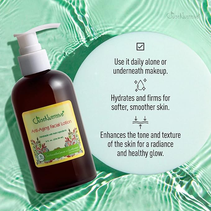 Just Nutritive Anti-Aging Nutritive Facial Lotion | Anti-Aging Treatment | Nutritive ingredients to help your skin repair and renew itself | Wrinkle Treatment | Eye Bags | Fine Lines 8 fl oz