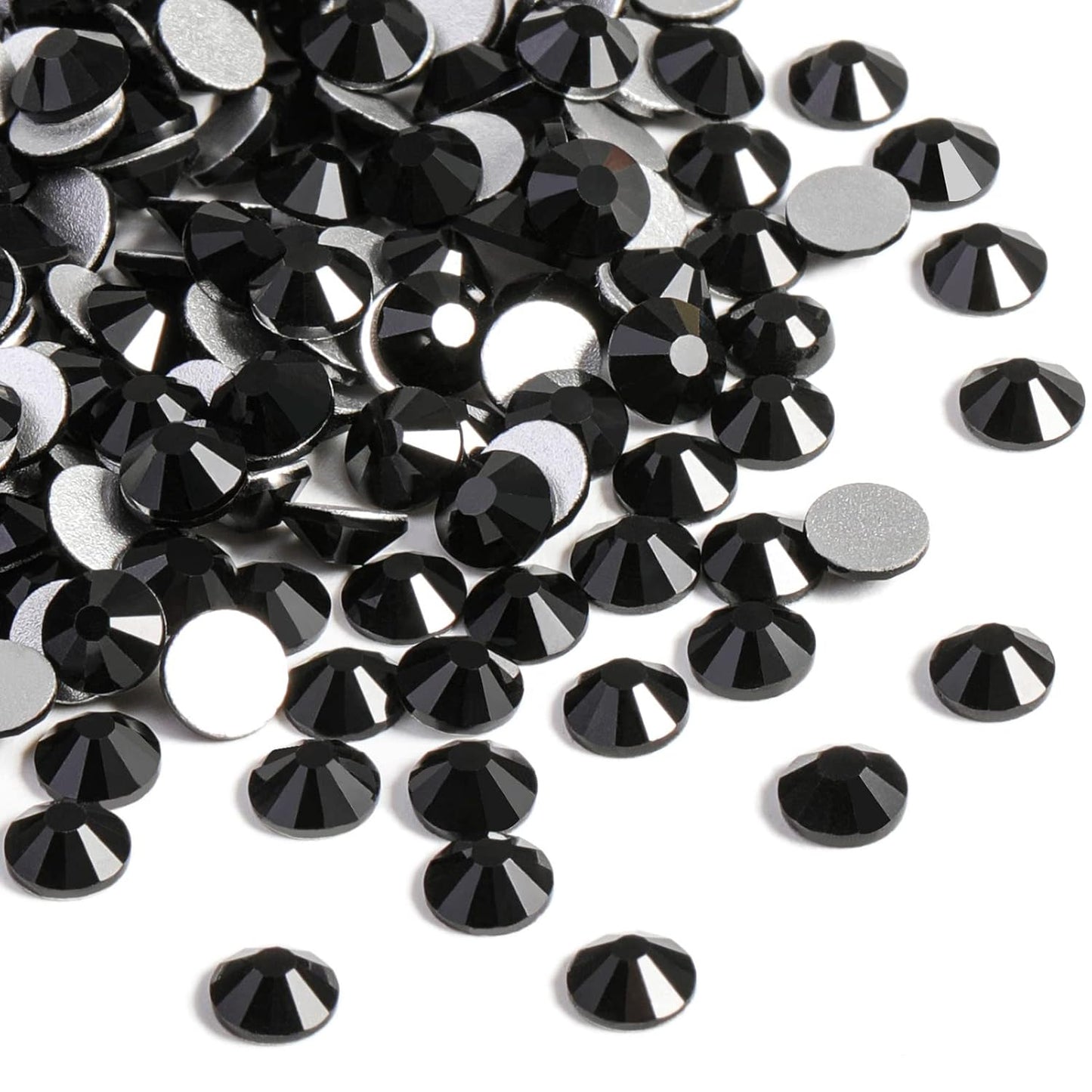 beadsland 1440 Piece Flat Back Crystal Rhinestones Round Gems,1.3mm-6.5mm, Black(SS16(3.8-4.0mm))